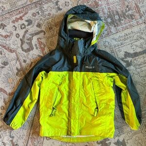 Kids Marmot Hooded Raincoat Jacket Windbreaker - Lime Green - Youth Size XS